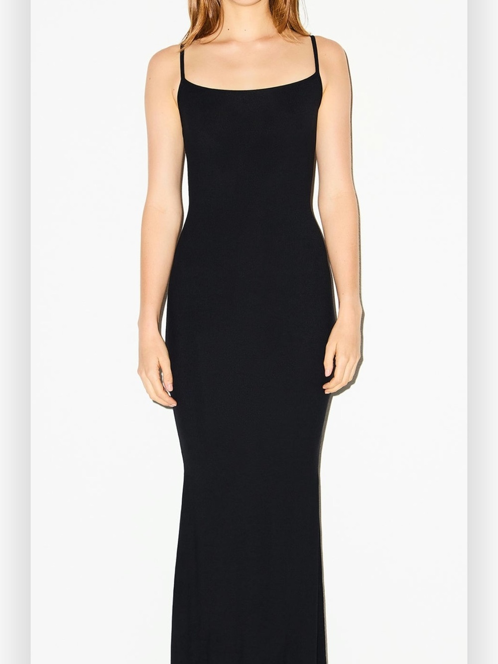 SKIMS Black Spaghetti-Strap Maxi Slip Dress